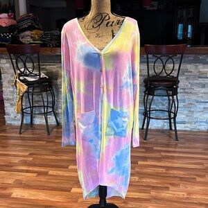 Size XL pastel tye dyed lightweight cardigan